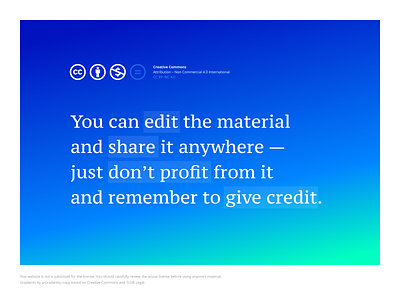 Creative Commons (by R64x) creative commons demo extract gradient legal prototype typography