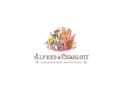 Alfred & Charlott - Slow Living Retreats and Food Events branding design event illustration lettering logo logodesign typography vector watercolors