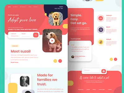 Pet adoption website design - Figma branding design concept dailyui design minimal petlove uidesign uxdesign