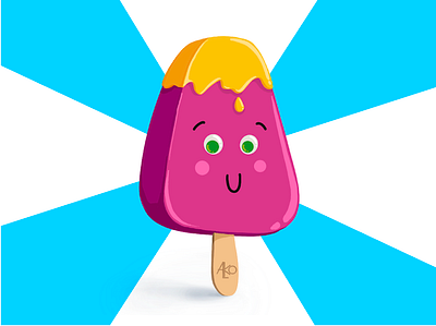 Icy alkoreiel ciel cute digital icecream illustration kawaii kid magenta pink popsicle procreate redbubble yellow