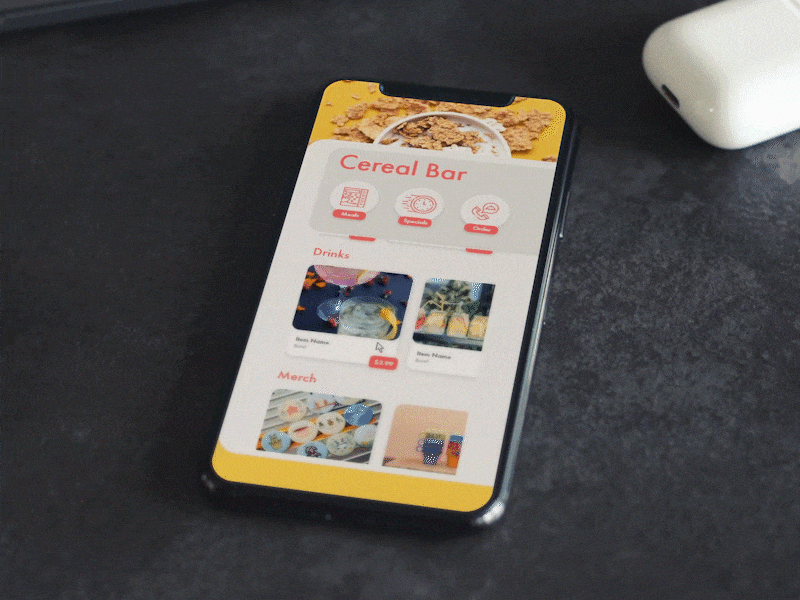 Cereal Bar animation app design ios ios app ui ux xd xd design