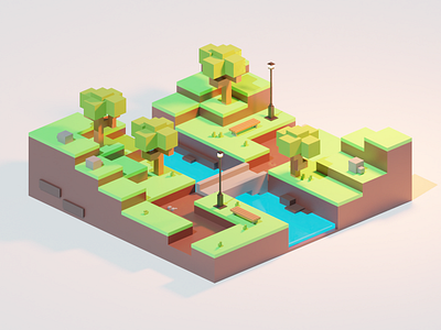 Day #4 (Low Poly Park) 3d 3d artist 3d modelling 3dart blender3d blendercycles design lowpoly polygonrunway