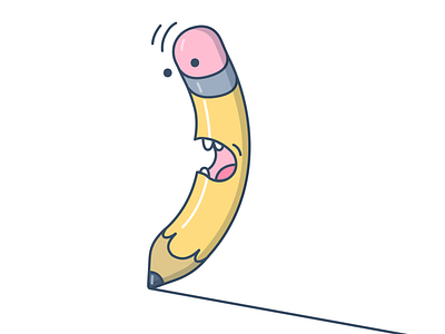 Pencil bit surprised and wonder illustration pencil surprised yellow