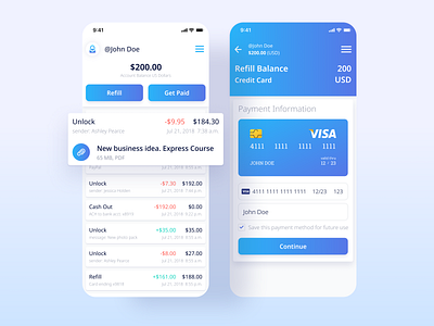 Actiwallet. Wallet for selling and purchasing digital goods app app ui application application design balance card ui design expenses figma finance mobile app mobile design mobile ui money purchase transactions ui ux wallet ui