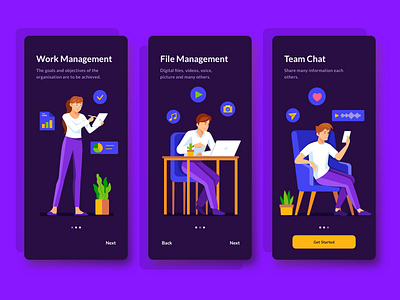 Onboarding Management App app character illustration management mobile mobile app mobile ui onboarding task management ui vector