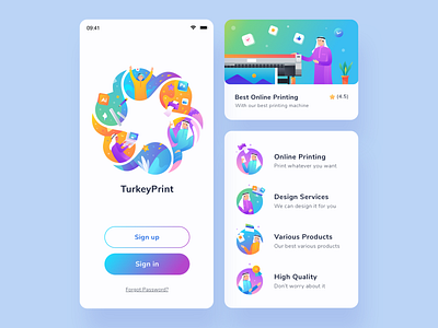 Printing Online App Exploration app design color gradient icon illustration logo middle east minimalist mobile online people printing ui ux vector