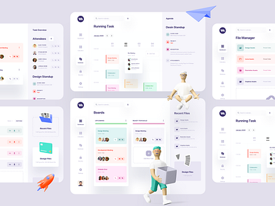 Task Management Dashboard 3d illustration analytics boards calendar card ui clean dashboard file management file manager management system meeting app minimal product design profile schedule schedule app task management ui ux web application design