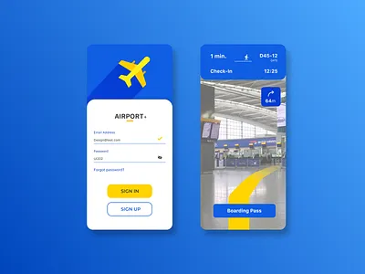 Airport navigation abstract air aircraft airline airplane airport app blue clean design figma flat nav navigation plane ui ux yellow