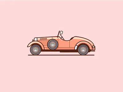 Bugatti T49 car car classic car flat design graphic design icon illustration line art logo outline vector