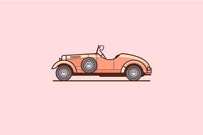 Bugatti T49 car car classic car flat design graphic design icon illustration line art logo outline vector