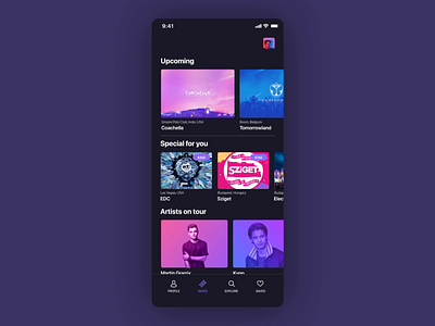 RaveME - festival's tickets aftereffects app dark mode festival festivals madewithxd motion design music ui uiux