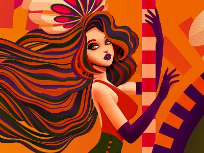 Detail from 'Merry-Go-Round' affinity designer amusement park carousel girl horse illustration marianna orsho mariannaorsho theme park vector vectorillustration