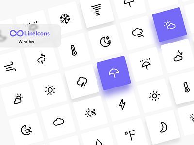 Weather Icons cloud design icon icon pack icons iconset line icons moon rain sun svg temperature ui ux vector weather