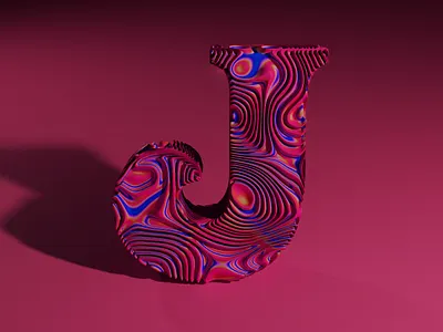 J - 3D Type Experiment 3d j typogaphy