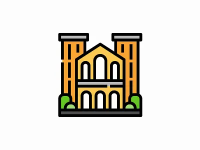 University building architecture building filled icon illustration school university vector