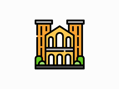 University building architecture building filled icon illustration school university vector