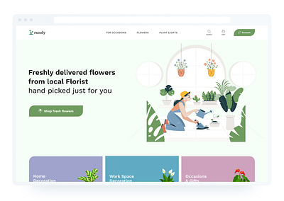 rundy design entertainment flowers landing page product design typography ui ui design uidesign ux vector website website design