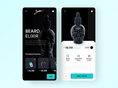 Beard Elixir App UI app app design application beard black dark dark ui design mobile modern popular summer trending trending ui ui uidesign ux