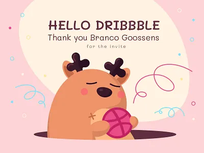 Hello Dribbble character design deer dribbble dribbble debut dribbble invite happiness happy illustration invite serpentine thank toy