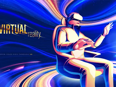 Virtual reality theme design adobe illustrator ai art concept creative cyber design illustration key visual motion science technology theme vector vibrant virtual reality vr