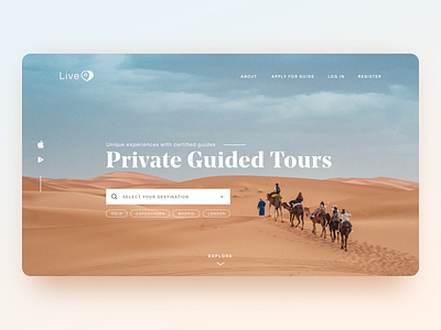Private Guided Tours app design application desktop explore interaction design landingpage photography search tourism travel travel app typogaphy ui ux webdesign website