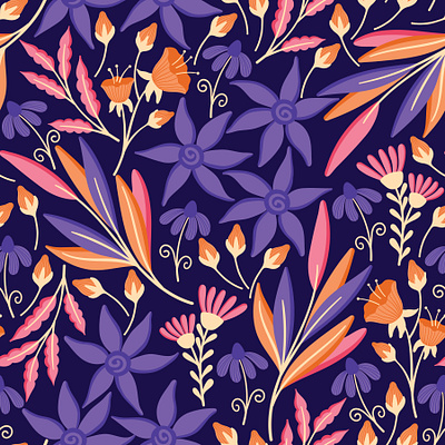 Blooming in dark flatdesign floralpattern flowers design print design repeating pattern seamless patterns surface pattern surface pattern design surfacedesign vectorpattern