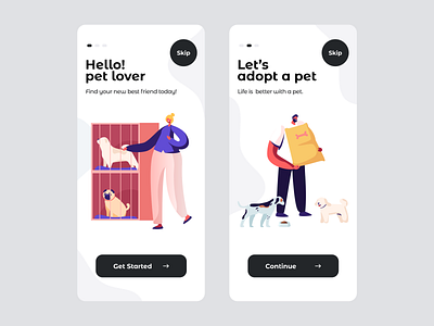 Onboarding - Mobile App UI 2020 trend android app app app design application apps black white clean color ios minimal mobile mobile ui onboarding ui pet trendy ui ui deisgn uiux ux