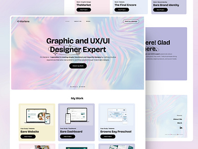 UX/UI Designer Portfolio / Marlene Jamett colourful design graphic design holographic modern portfolio ui web design web page website design