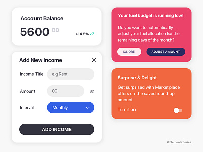 Monthly Planning cards ui fintech ui