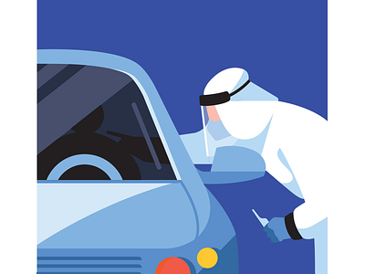 drive-through 2d character covid19 drive through flat illust monocle