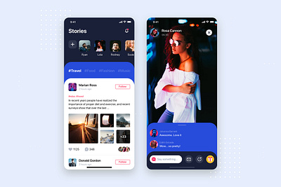 Social Network - Stories screen concept app concept interface ios kit live material mobile podcast social streaming template ui ui kit