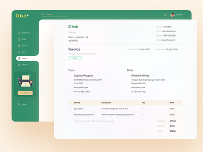 Invoice Page design analysis clean ui colorful design customer service deshboard design design system download invoice invoice invoice design invoice generator invoice page invoice preview invoice template managment app payment app payment form salary send invoice send money statistics