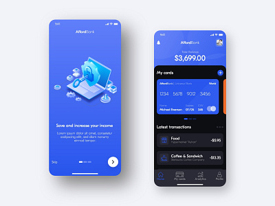 Bank App - Graphic Design Concept app app design appdesign bank bank app banking dark mode dark ui dashborad mobile app mobile app design transactions ui uidesign uiux uiuxdesign ux