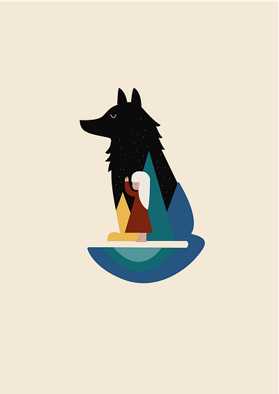 Wolf and girl | Illustration branding design girl illustration logo wolf