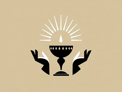 KNOCK Tarot | The Gilded Chalice card chalice cup drop droplet glow goblet hand hand ilustrations hands illustration tarot card