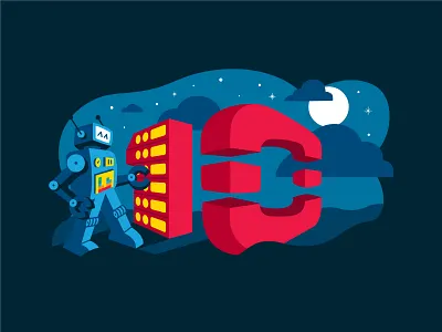 Robot Illustration cloud hand drawn hand drawn typography illustration isometric icons openstack robot server software software company space tech technology vector