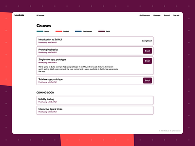 Koukula online learning course catalogue ux webdesign wip