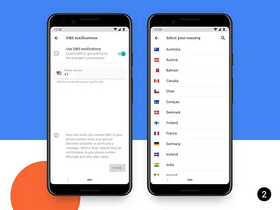 Select your country android android 10 app code concept country design flags mobile phone number product settings ui ux