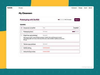 Koukula online learning student's courses ux webdesign wip wipe