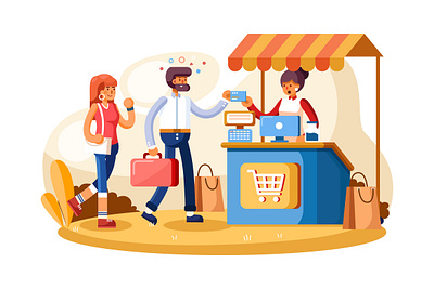 Credit card payment system concept illustration character coffee shop concept credit card credit card payment credit cards design flat illustration interface material payment system vector website