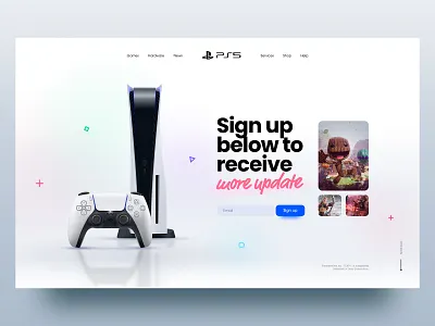 Playstation 5 adobe xd blue clean flat game homepage landing layout minimal pink playstation playstation5 ps5 simple videogame videogames webdesign