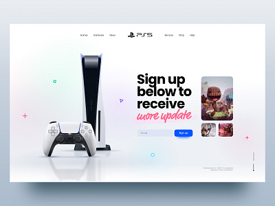 Playstation 5 adobe xd blue clean flat game homepage landing layout minimal pink playstation playstation5 ps5 simple videogame videogames webdesign