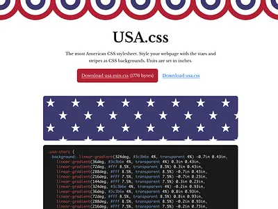 USA.css (1776 bytes) america blue css css3 html5 minimal red usa web design white