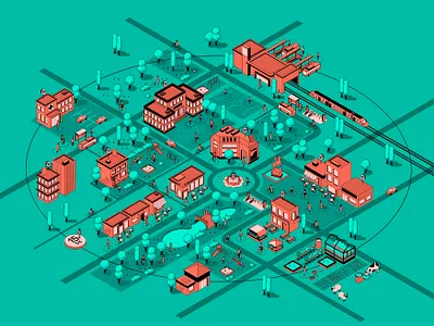Pandemic Spectrum Map book cover book cover design branding cover epidemic graphicdesign illustration isometric isometric art isometric city isometric design isometric icons isometric illustration map neighborhood pandemic public space social distance spectrum webdesign