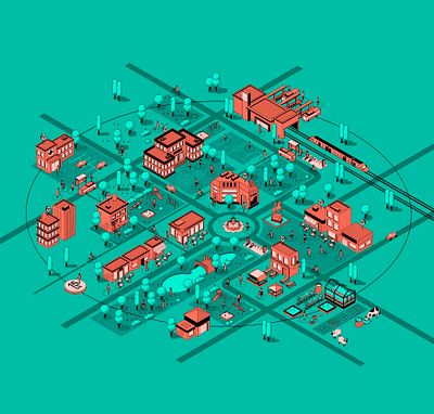 Pandemic Spectrum Map book cover book cover design branding cover epidemic graphicdesign illustration isometric isometric art isometric city isometric design isometric icons isometric illustration map neighborhood pandemic public space social distance spectrum webdesign