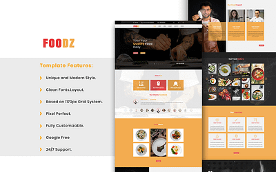 FOODZ Web Ui Landing Page branding chef food graphic design landing page responsive restaurant typography ui ux ui design web website design