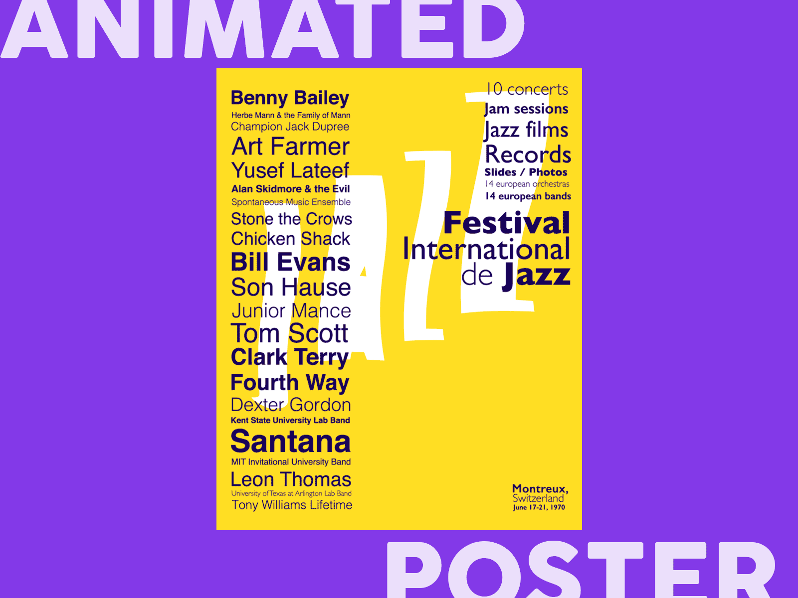 Jazz Animated Poster after effects after effects typography animated poster animation design digital digitalart flat junior designer minimal motion design motion graphics social media design typography