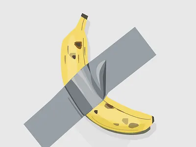 Banana Taped to Wall banana banana taped to wall digital art digital illustration digital illustrations figma tape