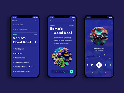 Aquarium audio guide 01 app audio audio player chapter fish guide ios menu player