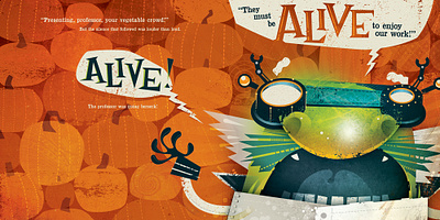 Impossible Days 3 children book illustration childrens book childrens illustration design halloween illustration monster pumpkins scientist typography